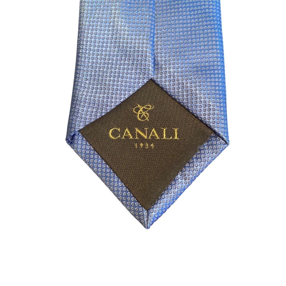 Canali Mens Blue Silk Micro Pattern Necktie Made in Italy‎ 2684